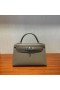 Mini Kelly ll Epsom ck18 Etoupe Sølv Hardware PHW 19cm Fuld Håndlavet