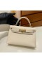 Mini Kelly Epsom i2 Cremet hvid Guld Hardware 19cm Fuld Håndlavet