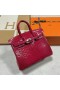 Birkin Skinnende Porosus Krokodille i6 Rose Pink Sølv Hardware 25cm Fuld Håndlavet