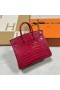 Birkin Skinnende Porosus Krokodille i6 Rose Pink Sølv Hardware 25cm Fuld Håndlavet
