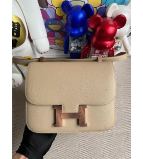 Constance Epsom S2 Grøft grå & te farve Rose Gold Hardware 24cm Fuld Håndlavet