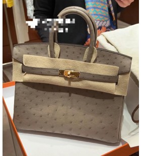 Birkin Struds Ck81 Griss Guld Hardware 25cm Fuld H&Atilde;&yen;ndlavet