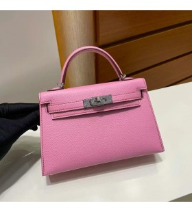 Mini Kelly Epsom 5P Steg Sakura Sølv Hardware Phw 19cm Fuld Håndlavet