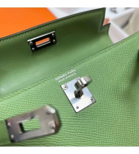 Mini Kelly Epsom i3 Avocado grøn Sølv Hardware Phw 19cm Fuld Håndlavet