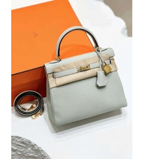 Kelly Nye Togo 0W Crystal grey Gold Hardware 25cm Fuld HÃ¥ndlavet