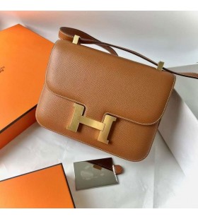 Constance Epsom Ck37 Gylden Brun Guld Hardware 1-24cm Fuld HÃ¥ndlavet Phw