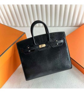 Birkin Sellier Firben Ck89 Sort Guld Hardware 20cm Fuld HÃ¥ndlavet Ghw