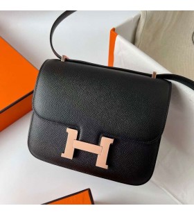 Constance Epsom Ck89 Black Rose Gold Hardware 18cm Fuld HÃ¥ndlavet RGhw