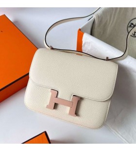 Constance Epsom I2 Cremet Hvid Rose Gold Hardware 18cm Fuld HÃ¥ndlavet RGhw