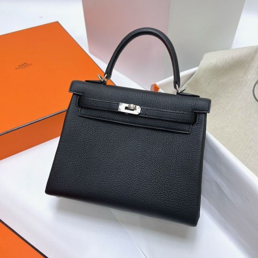 Kelly Togo ck89 Noir Zilver Hardware Phw 25cm Volledig Handgemaakt