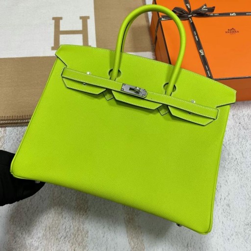 Birkin Epsom 6R kiwi groen Zilver Hardware Phw 35cm Volledig Handgemaakt