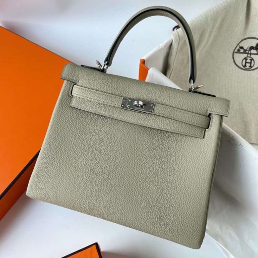 Kelly Togo Q1 Salie Groen Zilver Hardware Phw 25cm Volledig Handgemaakt