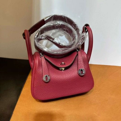 Mini lindy clememce K1 Granaat Rood Zilver Hardware 19cm Volledig Handgemaakt Phw