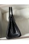 Birkin Alligator Mat Zwart Zilver Hardware 25cm Volledig Handgemaakt