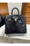 Birkin Porosus glanzend ck89 Noir Gouden Hardware 25cm Volledig Handgemaakt