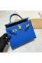 Kelly Epsom O8-Bright Blue Gold Hardware Ghw 25cm Volledig Handgemaakt