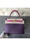 Kelly Hss Chevre Ck59 druif paars & L3 roze Goud Hardware 25cm Volledig Handgemaakt