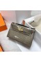 Mini Kelly Pochette Glanzend Alligator krokodil Ck81 Griss Gouden Hardware Ghw 22cm Volledig Handgemaakt