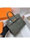 Birkin Glanzend Nilo Krokodil 8F tinware grijs Goud Hardware Ghw 25cm Volledig Handgemaakt