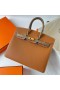 Birkin Sellier Epsom Ck37 Golden Brown & Ck18 Etoupe Grijs Goud Hardware Ghw 25cm Volledig Handgemaakt