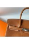 Handtassen Birkin Barenia Cc34 Diep Goud Bruin Zilver Hardware 25cm Volledig Handgemaakt Phw