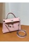Mini Kelly Epsom 3Q Nieuwe Roze Zilver Hardware 19cm Volledig Handgemaakt Phw