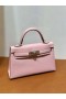 Mini Kelly Epsom 3Q Nieuwe Roze Zilver Hardware 19cm Volledig Handgemaakt Phw
