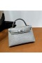 Mini Kelly Mat alligator krokodil Medium grey Silver Hardware 19cm Volledig Handgemaakt Phw