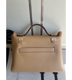 Kelly 2424 Togo Koffie kleur Goud Hardware GHW 25cm Volledig Handgemaakt