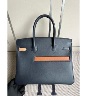 Birkin Swift indigo Blauw Zilver Hardware 30cm Volledig Handgemaakt