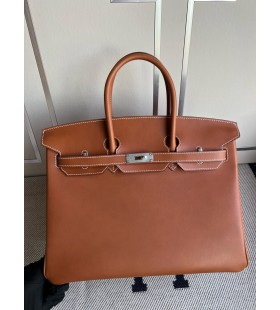 Birkin Barenia Gouden Zilveren Hardware PHW 35cm Volledig Handgemaakt