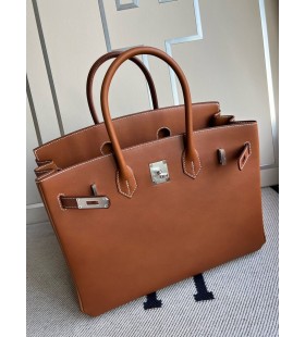 Birkin Barenia Gouden Zilveren Hardware PHW 35cm Volledig Handgemaakt
