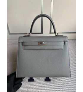 Kelly Epsom 0L gris meyer Rose Goud Hardware 25cm Volledig Handgemaakt