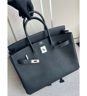 Birkin togo ck89 Noir Zilver Hardware PHW 35cm Volledig Handgemaakt