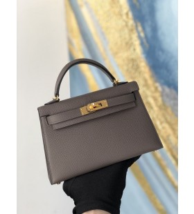 Mini kelly ll Epsom 8F Etain Grey Gold Hardware GHW 19cm Full Handmade