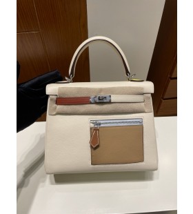 kelly Swift zak zak romige wit Zilver Hardware PHW 25cm Volledig Handgemaakt