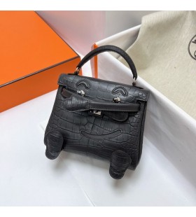 Kelly doll Swift & Alligator mat ck88 Grafiet Zilver Hardware Phw 16cm Volledig Handgemaakt