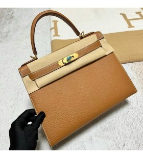Kelly Epsom Ck37 Golden brown Gold Hardware Ghw 28cm Volledig Handgemaakt