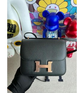 Constance Epsom Ck89 Black Rose Gold Hardware 18cm Volledig Handgemaakt