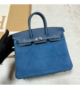 Birkin Grizzly gems & Swift O8-Royal blue Silver Hardware 25cm Volledig Handgemaakt