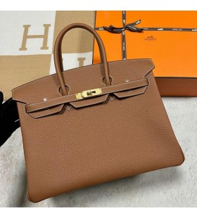Birkin Togo Ck37 Golden Brown Gold Hardware 35cm Ghw Volledig Handgemaakt