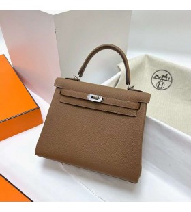 Kelly Togo 3G kastanje & Roze Zilver Hardware Phw 25cm Volledig Handgemaakt