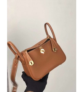 Mini Lindy Clemence Ck37 Golden Brown Gold Hardware Ghw 19cm Volledig Handgemaakt