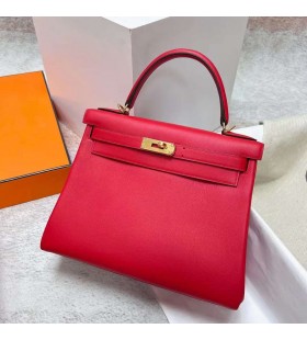 Kelly Swift S3 Helder Rood met Gouden Hardware Ghw 25cm Volledig Handgemaakt