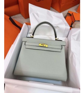 Kelly Nieuwe Togo 0W Crystal grey Gold Hardware 25cm Volledig Handgemaakt