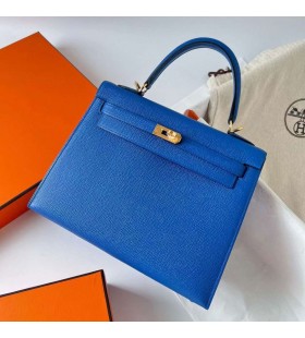 Kelly Epsom 71 Licht Blauw Goud Hardware Ghw 25cm Volledig Handgemaakt