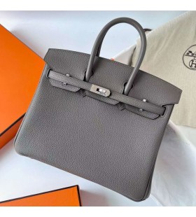 Birkin Duitsland Togo 8F tinware grijs Zilver Hardware Phw 25cm Volledig Handgemaakt