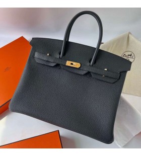 Birkin Togo Ck89 Zwart Goud Hardware Ghw 35cm Volledig Handgemaakt