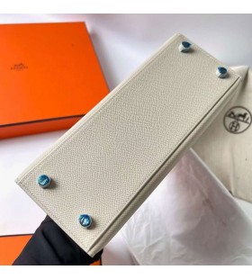 Kelly Epsom Ck10 Romige Witte Goud Hardware Ghw 25cm Volledig Handgemaakt