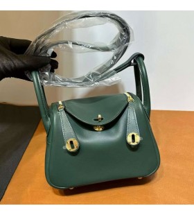 Lindy Swift Diep Groen en Malachiet groen Zilver Hardware 19cm Volledig Handgemaakt Phw